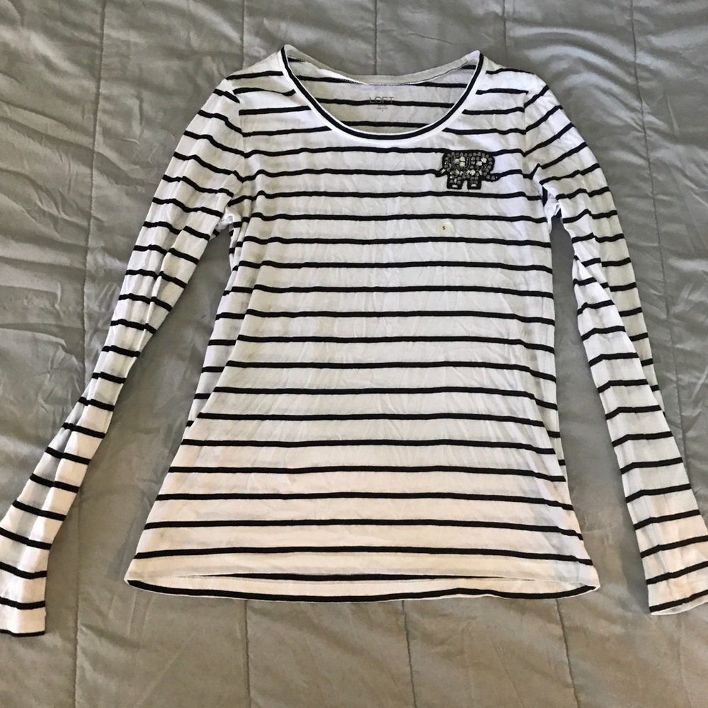 Loft Striped Top with Elephant Detail Size Small